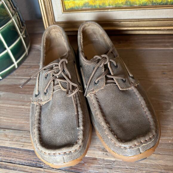 Women's Twisted X Boat Shoe Driving Moccasin Brown All Leather Size 6.5 M NEW - Picture 4 of 7